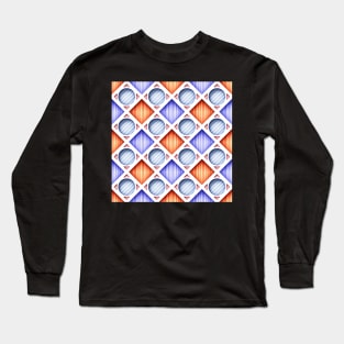 Geometric Pattern, Rhombic Harlequin Motif with Hole Imitation Long Sleeve T-Shirt